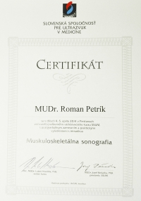 Certifikát - Muskuloskeletálna sonografia
